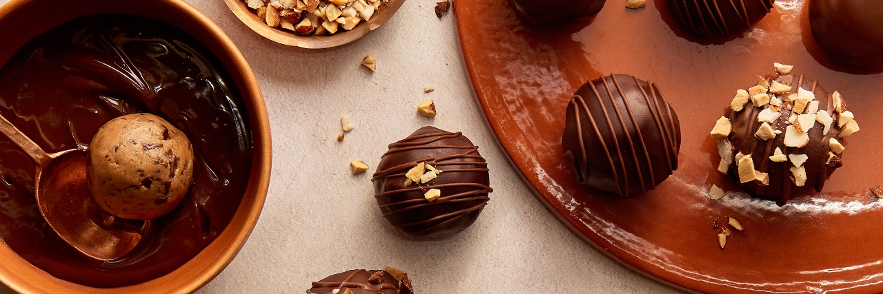 Chocolate dipped cookie dough bites