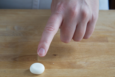 3. Using one finger press gently on the ball to flatten the top for the lid of the teapot. Set aside. 