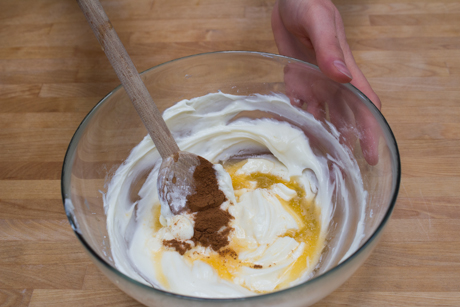 25. Mixing up orange cream cheese glaze