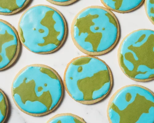 Butter cookies with blue and green icing