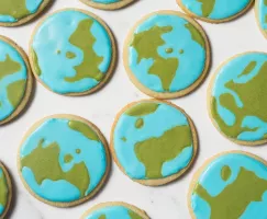 Butter cookies with blue and green icing