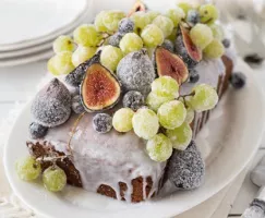 Rosewater Cake with Frosted Berries and Yogurt Glaze