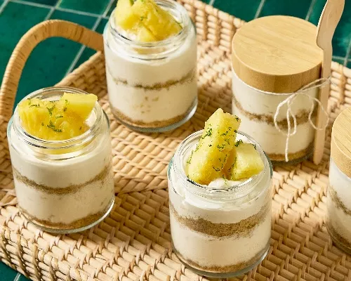 No-Bake Pineapple Cheesecake Jars